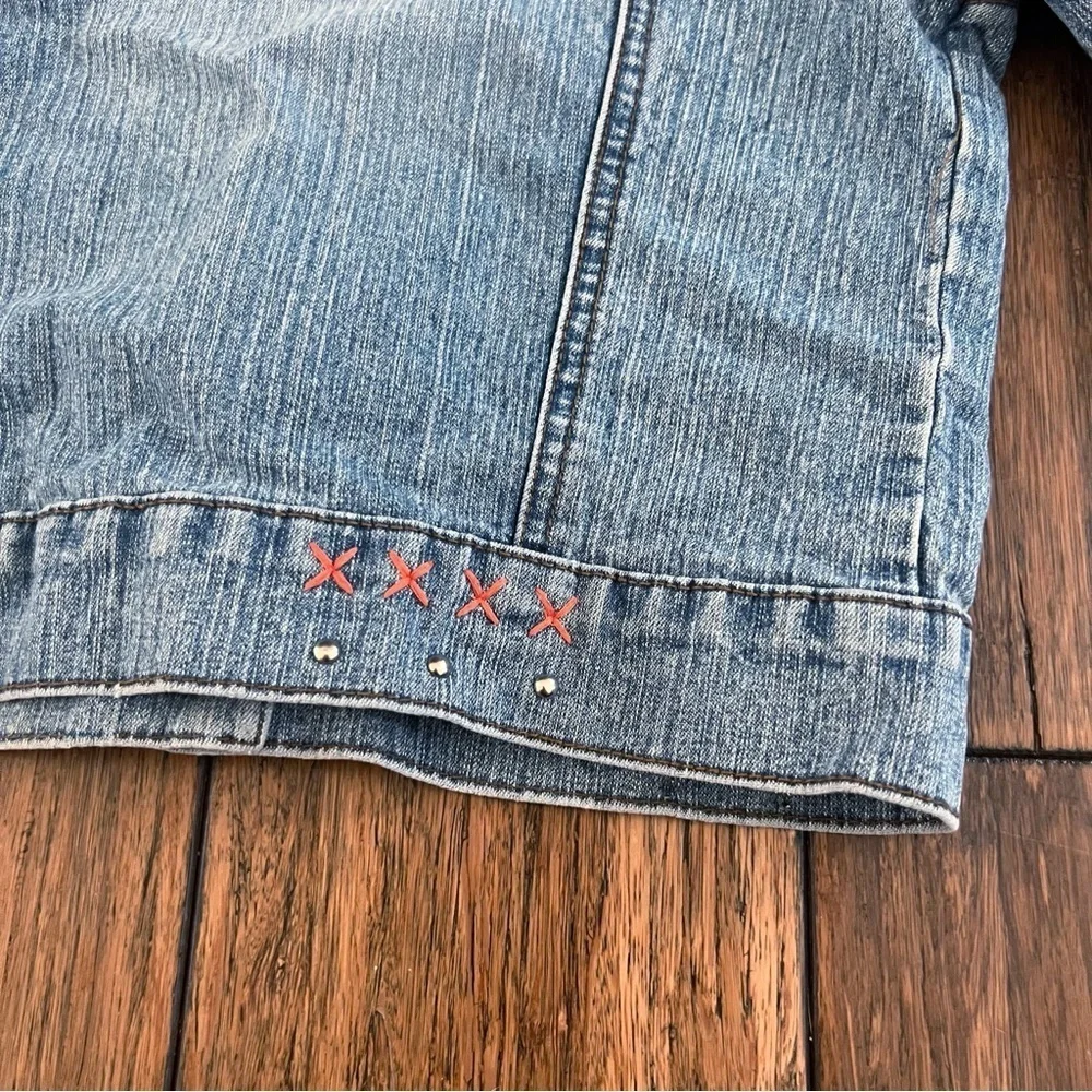 Vintage Y2K Arizona Jean Co Girls Embroidered Jean Jacket Studded Butterfly S